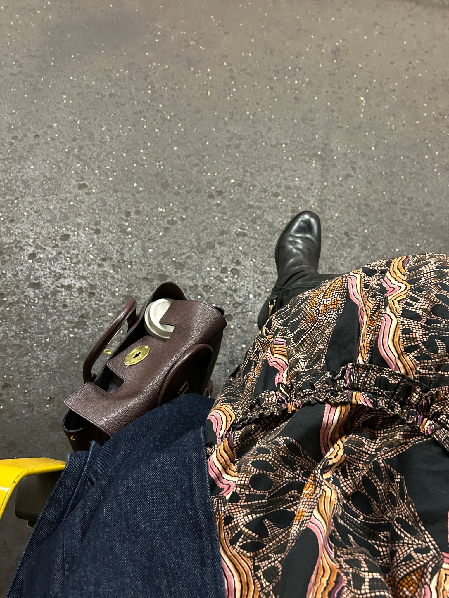 What I wore to the office in London! Black leather knee high boots, denim oversized Frankie Shop trench coat, Temperley London butterfly print mini smock dress, Mulberry oxblood Bayswater backpack 

 #LTKuk #LTKautumn #LTKworkwear
