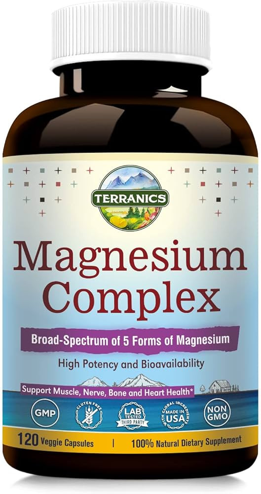 Terranics Magnesium Complex 500mg, 120 Veg Capsules, 55mg of Elemental Magnesium per Capsule, Bet... | Amazon (US)