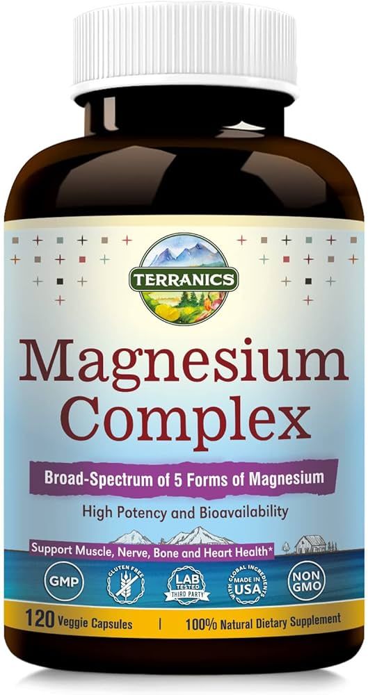 Terranics Magnesium Complex 500mg, 120 Veg Capsules, 55mg of Elemental Magnesium per Capsule, Bet... | Amazon (US)