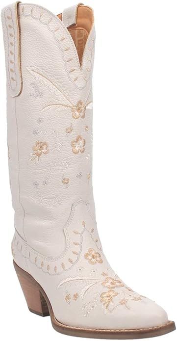 Dingo Womens Full Bloom Floral Round Toe Casual Boots Knee High Mid Heel 2-3" - Black | Amazon (US)