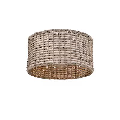 allen + roth Adara 1-Light 13.625-in Black Canopy with Natural Rattan Shade Incandescent Flush Mo... | Lowe's