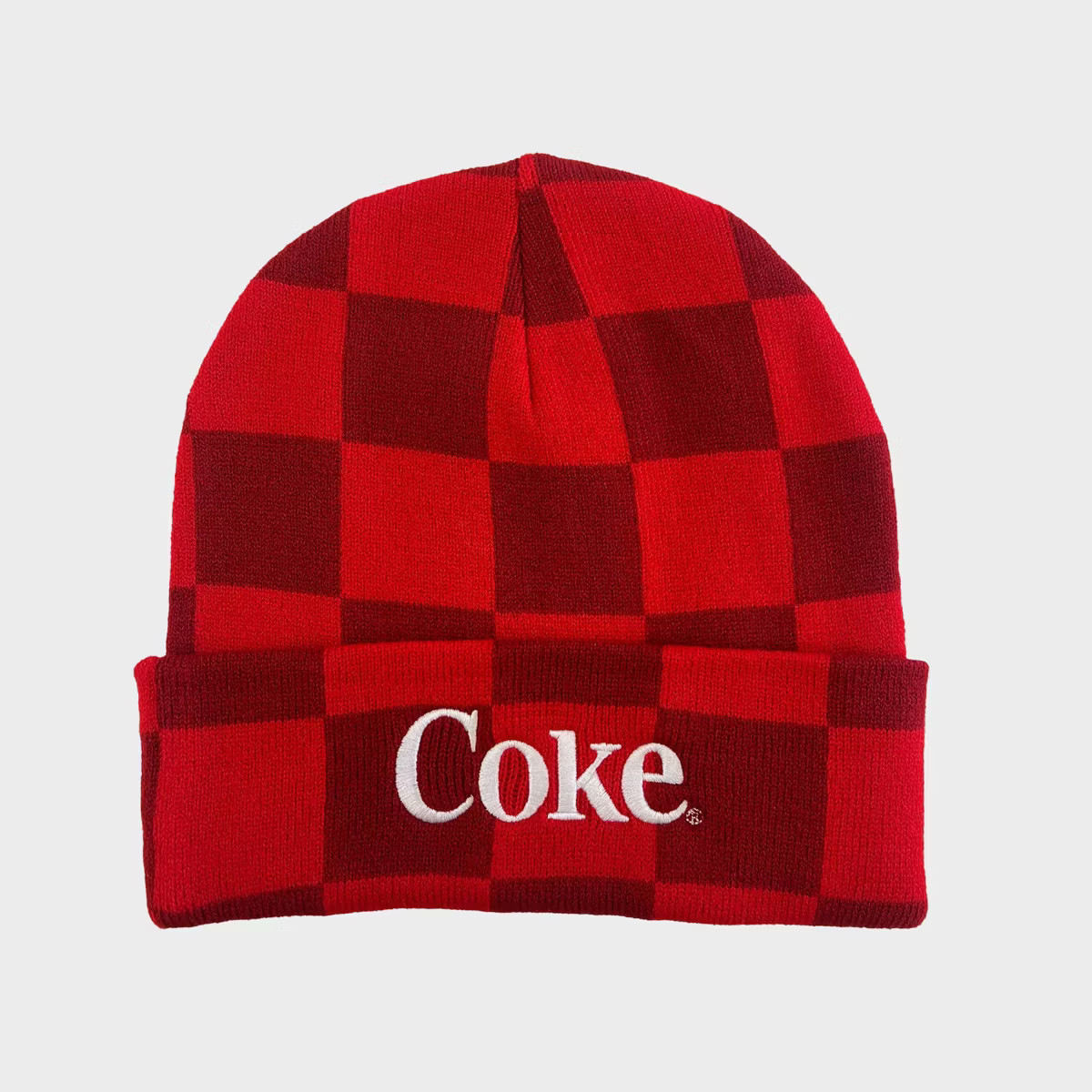 Men's Coca-Cola Checked Beanie - Red | Target