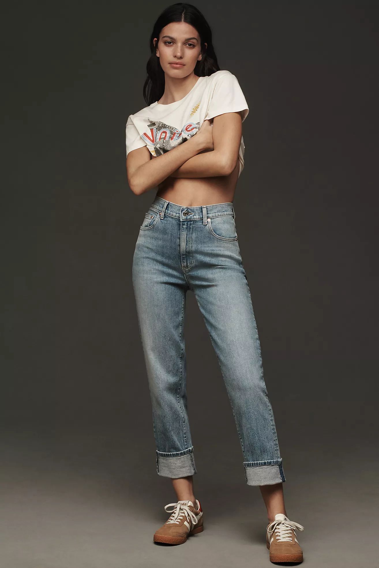 Le Jean Easy Slim Cuffed Mid-Rise Straight-Leg Jeans | Anthropologie (US)