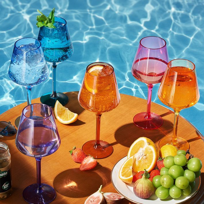 Colored Outdoor Wine Glasses, Set of 6 | Mark and Graham