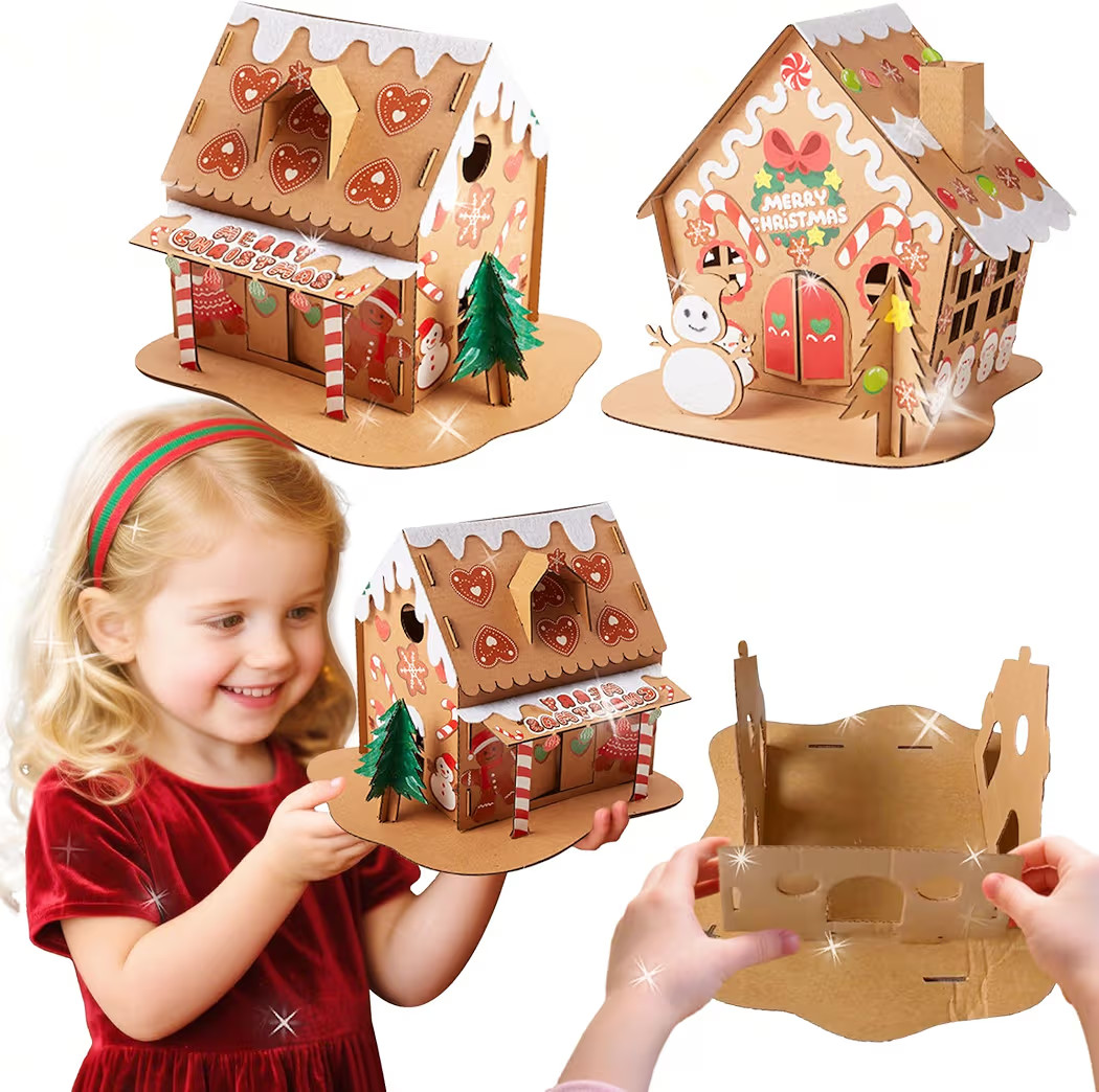 Gingerbread House Craft Kit DIY Paint Build 3D House Kit for Kids Arts and Crafts Make Your Own f... | Amazon (US)