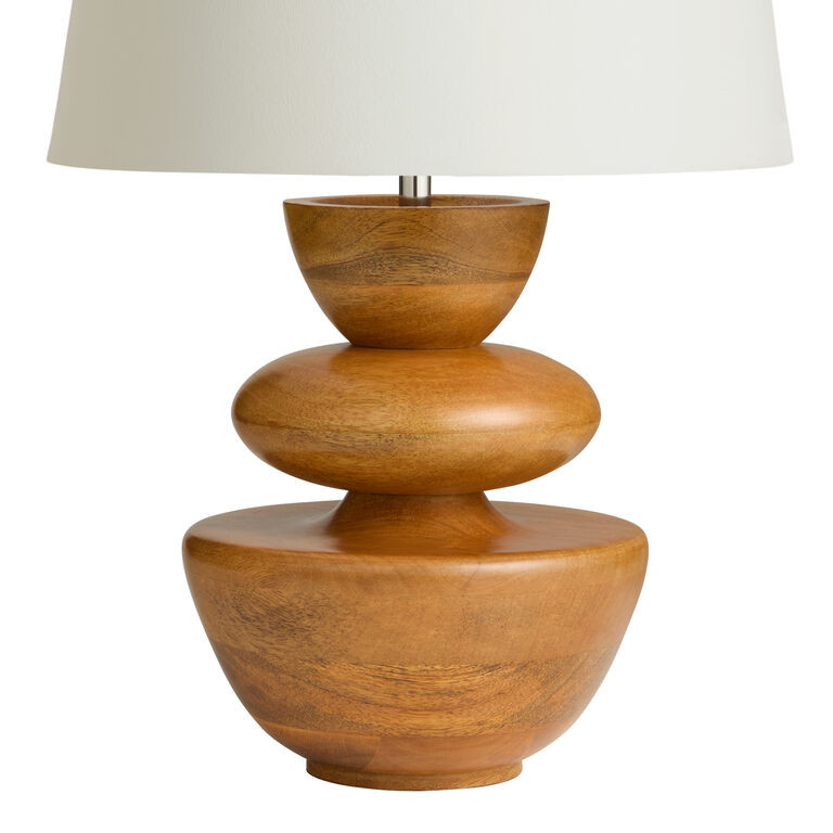 Natural Mango Wood Stacked Geo Table Lamp Base | World Market