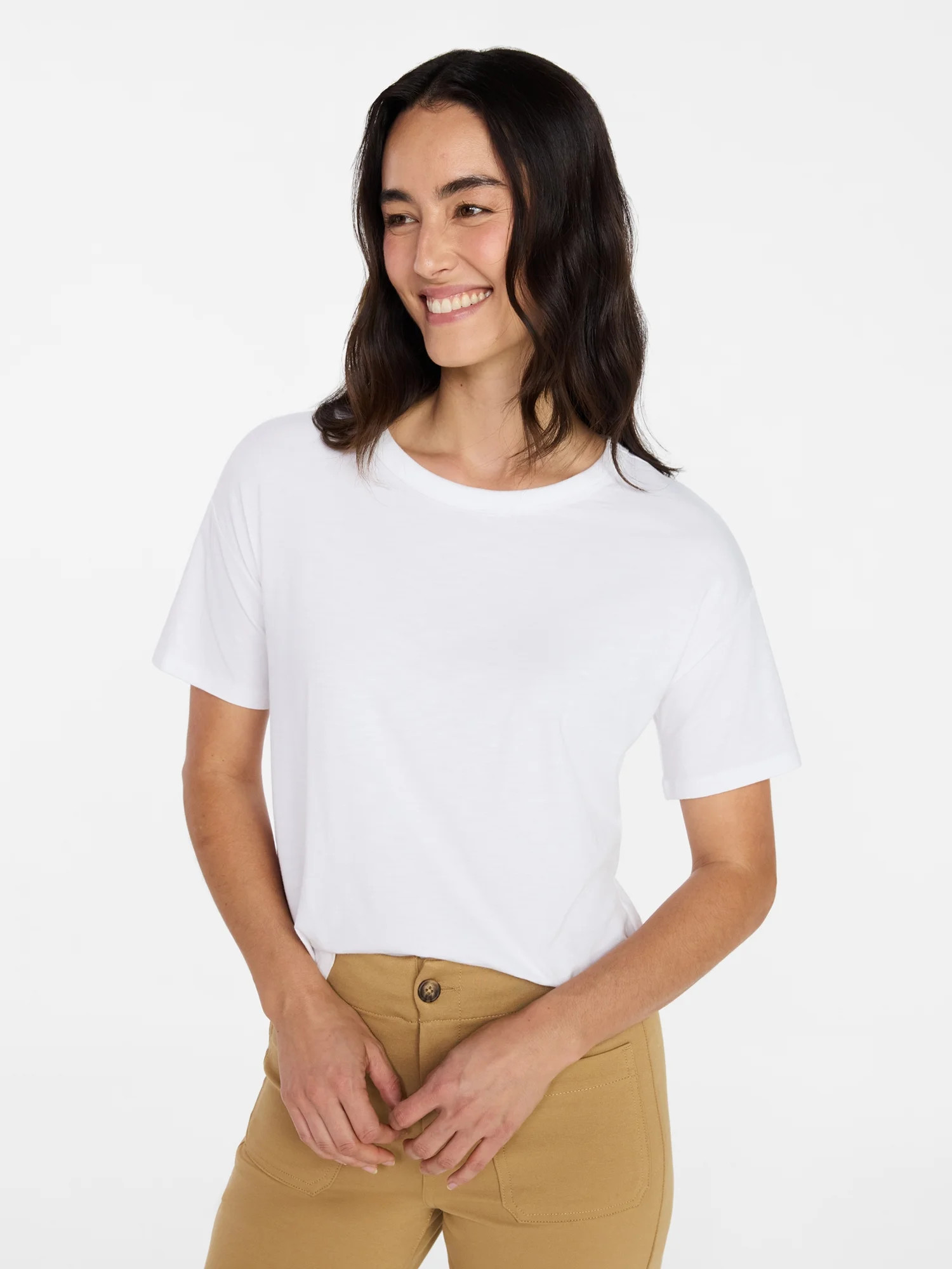 Time and Tru Women's Boxy Slub Tee with Short Sleeves, Sizes XS-XXXL | Walmart (US)