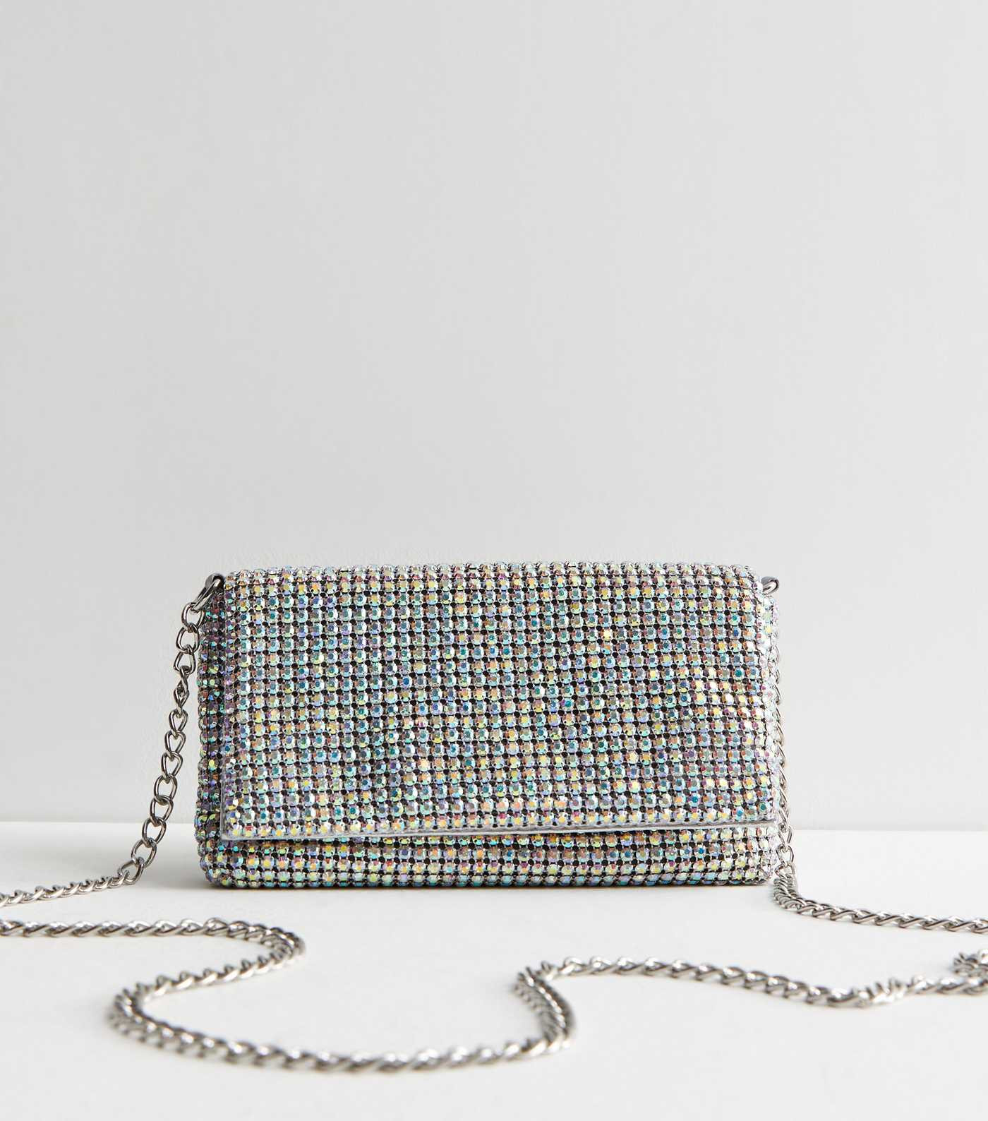 Silver Diamanté Slouch Clutch Bag | New Look | New Look (UK)