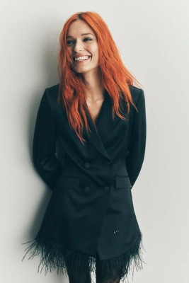 ASTR The Label Breonna Faux Feather Blazer Dress | Anthropologie (US)