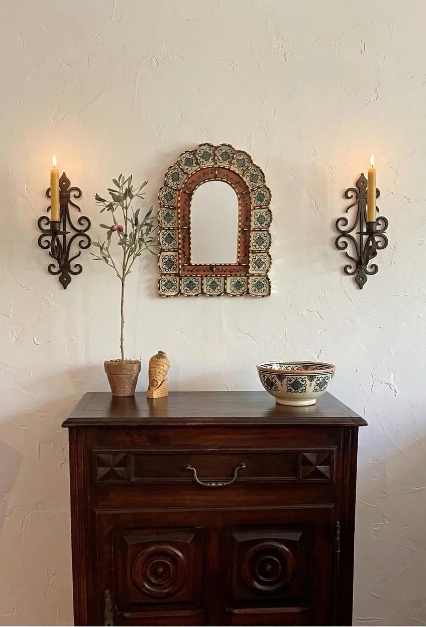 Handcrafted Mediterranean Arch Mirror, Spanish Peruvian Decor in Terracotta, Blues, Green 16”x1... | Etsy (Global)