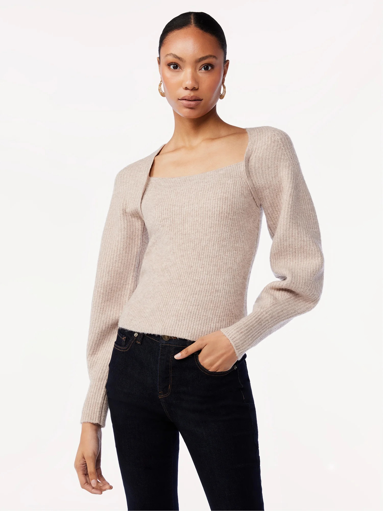Scoop Women's Square Neck Sweater | Walmart (US)