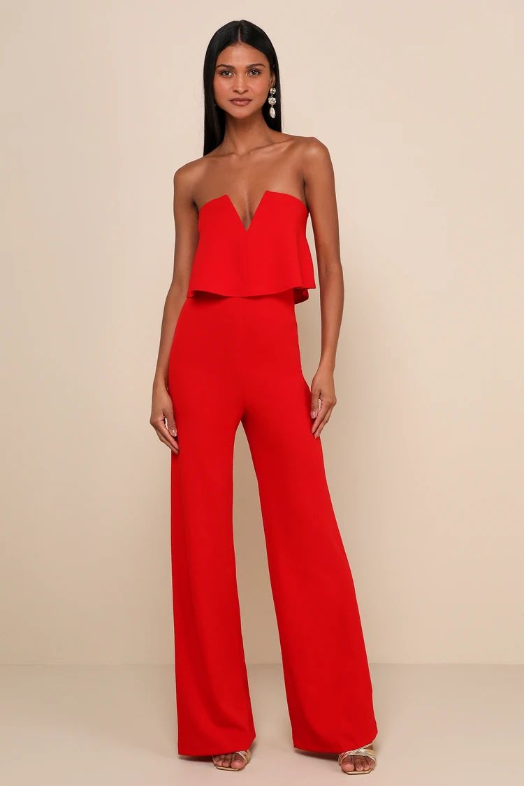 Power of Love Red Strapless Jumpsuit | Lulus