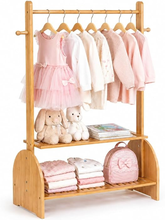 Kids Clothing Rack with Adjustable Rods, Children Clothes Garment Rack for Kids Baby Pet, Kids Dr... | Amazon (US)
