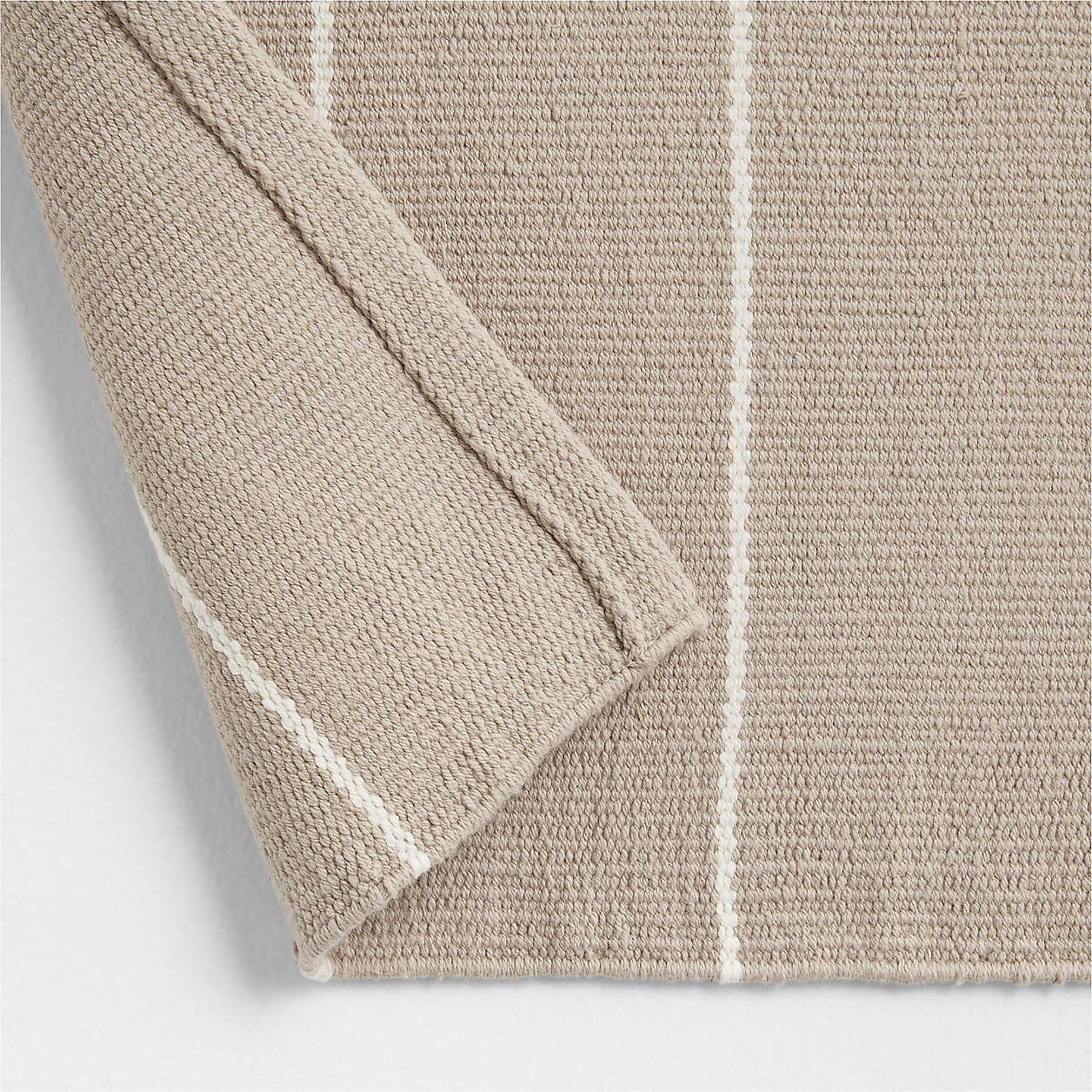 Woven Stripe Organic Cotton Natural Taupe and Crisp White Bath Mat 24"x64" + Reviews | Crate & Ba... | Crate & Barrel