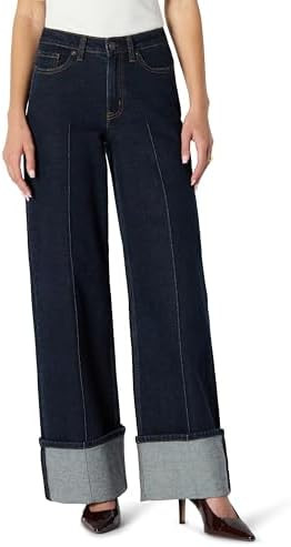 Amazon Essentials Womens High-Rise Wide Leg Cuffed Jean | Amazon (US)