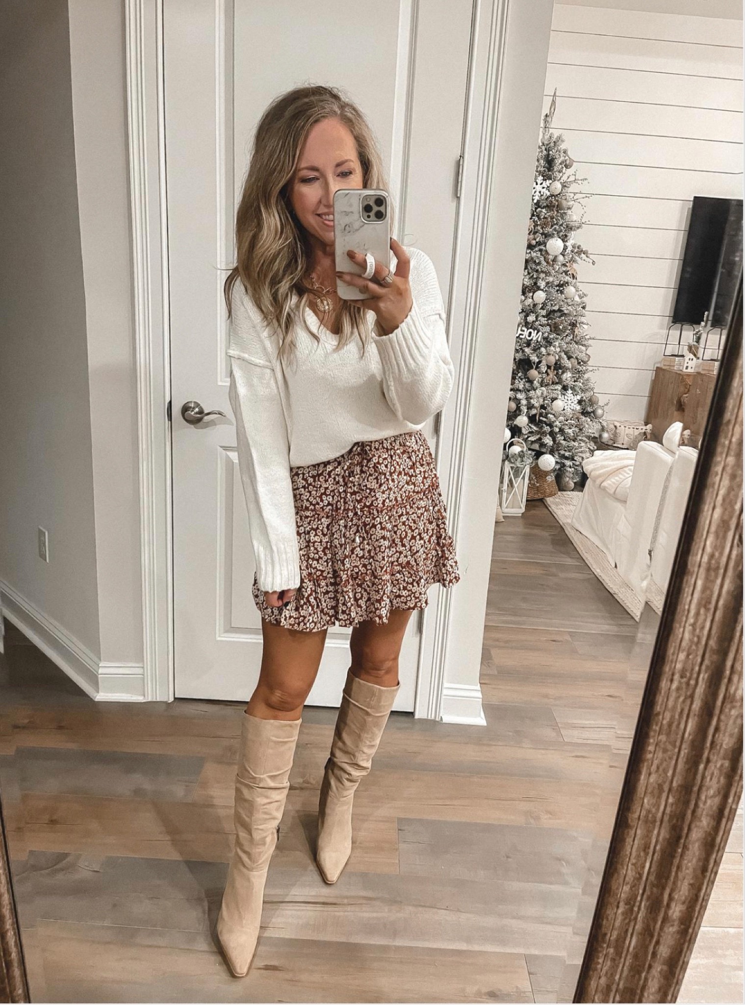 Amazon fashion amazon finds fall fashion fall outfit fall skirt and sweater set, knee high boots 

#LTKSeasonal #LTKunder50