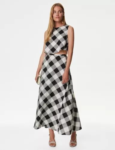 Checked Maxi A-Line Skirt | Marks & Spencer (UK)