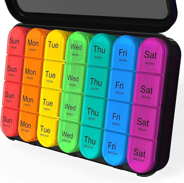 Daviky Weekly Pill Organizer 4 Times a Day, Travel Pill Case, Large Medicine Organizer 7 Day, Dai... | Amazon (CA)