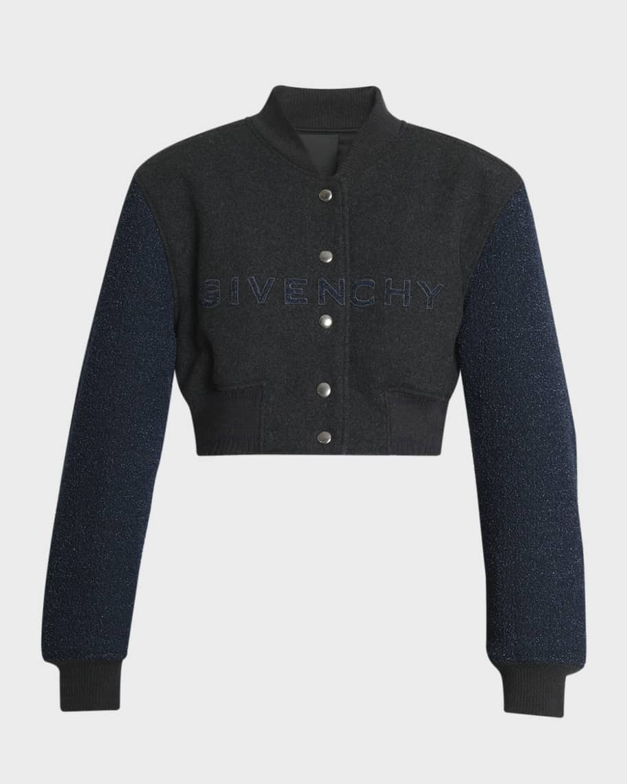 Givenchy Boucle-Sleeves Crop Varsity Jacket | Neiman Marcus