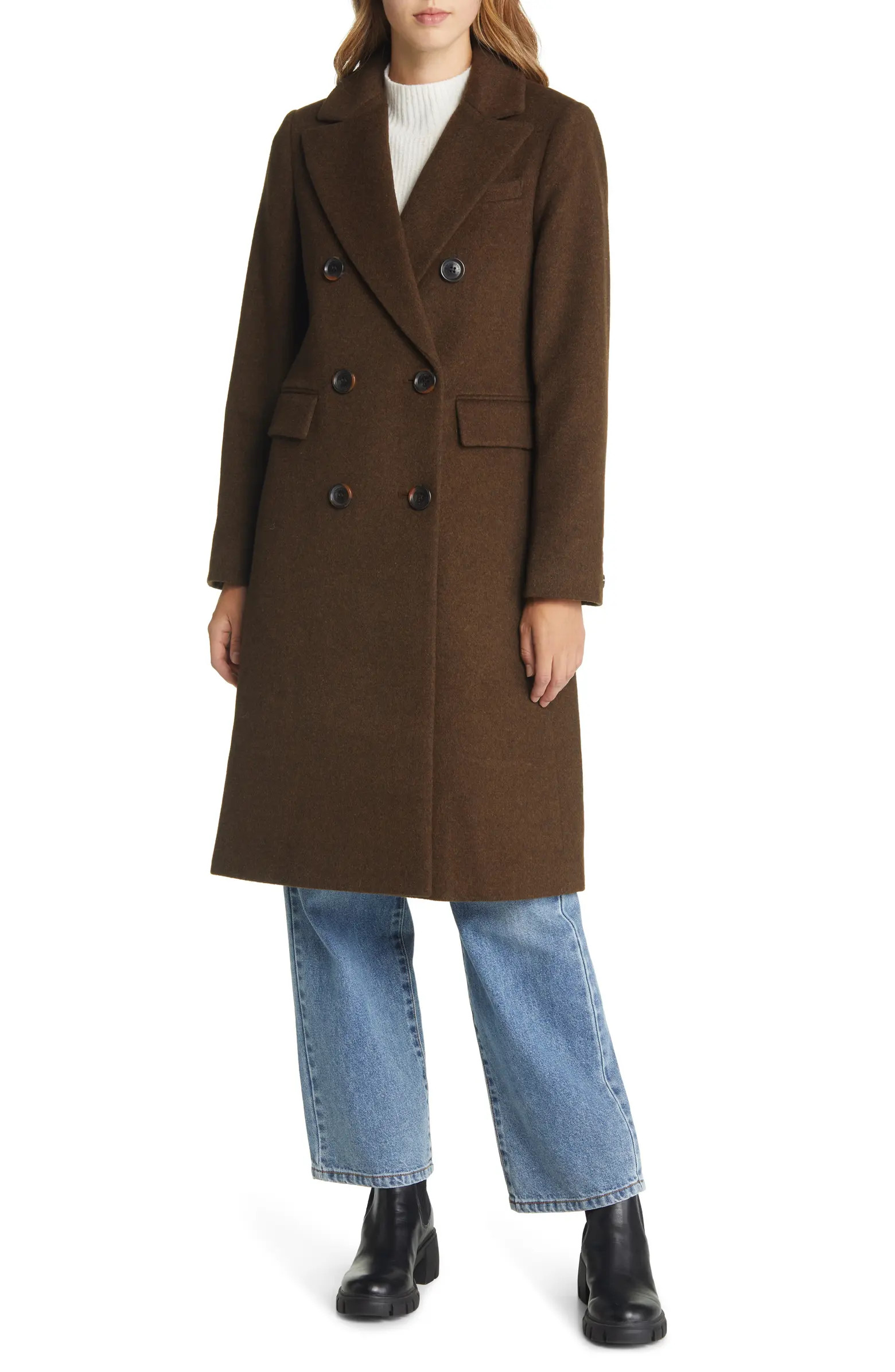 Sam Edelman Double Breasted Wool Blend Coat | Nordstrom | Nordstrom