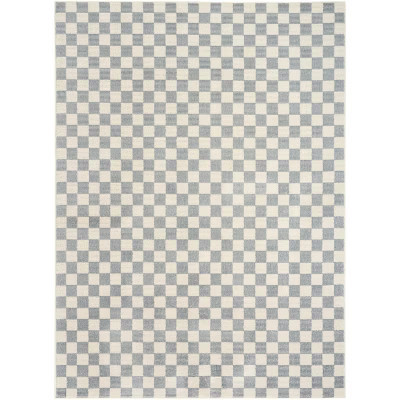 Nourison Serenity Home Checkered Indoor Area Rug Ivory Blue 3'11" x 5'11" | Target