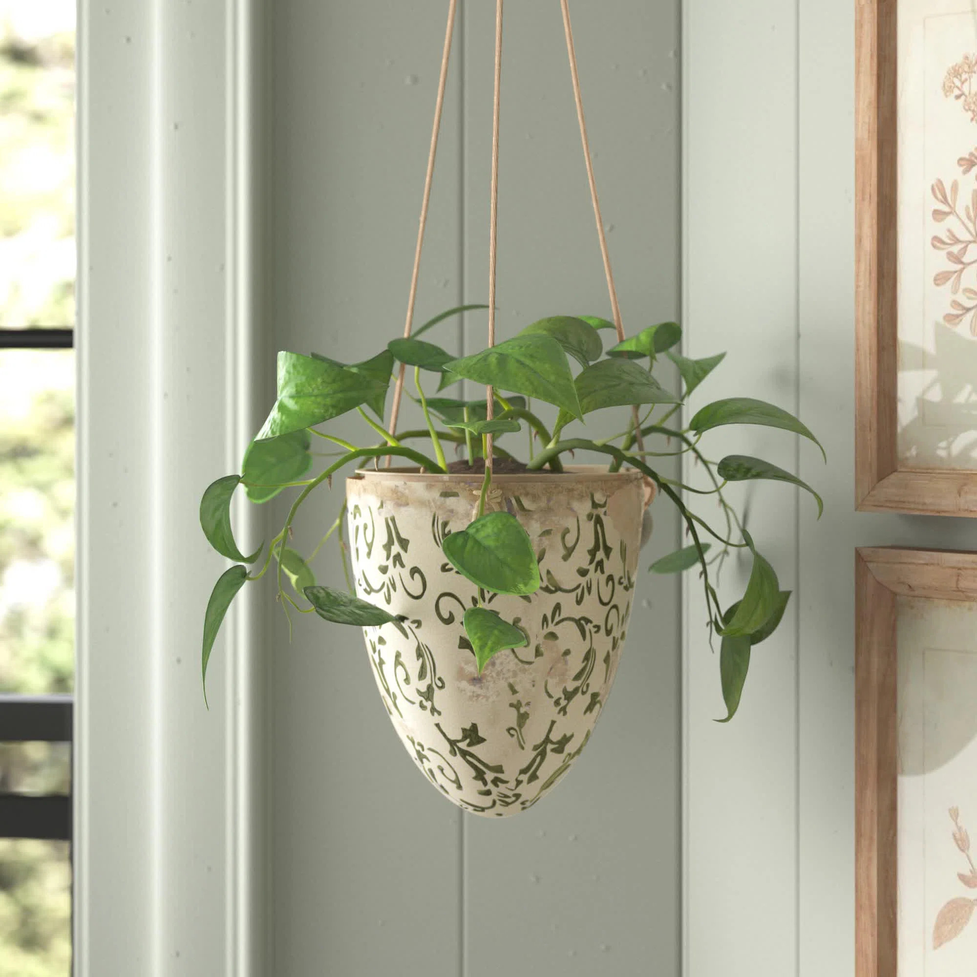 Airyonna 2’ Tuscan Hanging Ceramic Scroll Planter | Wayfair North America