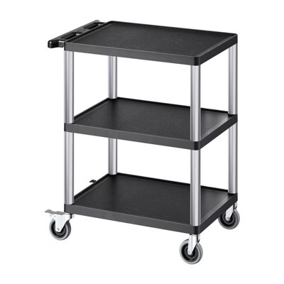 VEVOR Utility Cart, 300 lbs Load Capacity, 27.6 x 18.1-inch Service Cart, Three-Shelf Heavy Duty Plastic Utility Cart with 360° Swivel Wheels, Black | Target