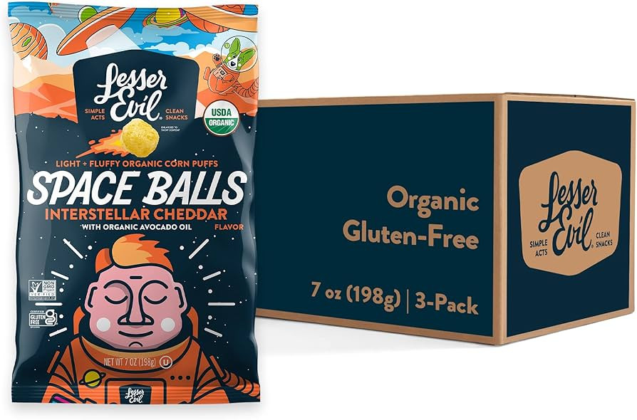 LesserEvil Interstellar Cheddar Space Balls, Premium Quality, Minimally Processed, No Vegetable O... | Amazon (US)
