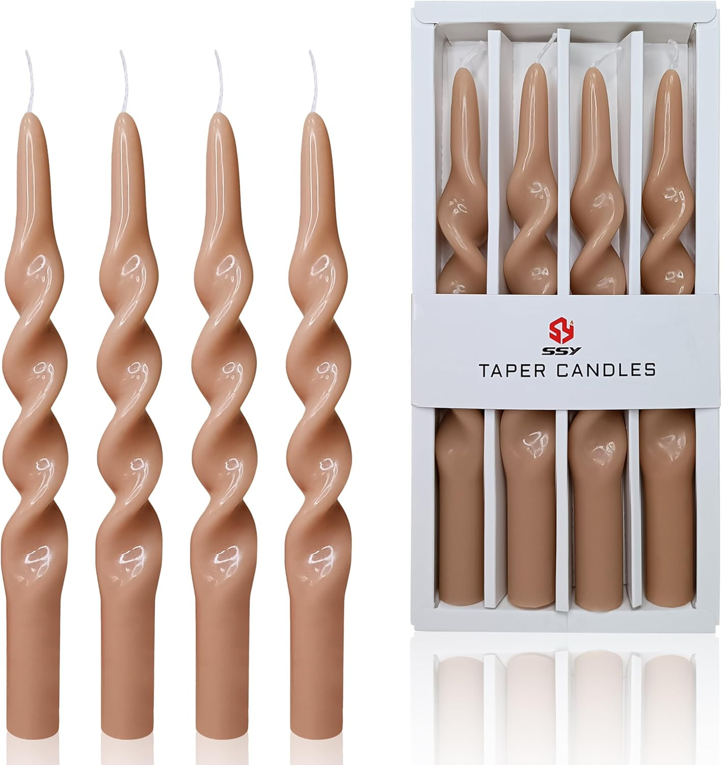 Brown Spiral Taper Candles 4 PCS Unscented Candle Tapers Candle Sticks for Dinner Household Weddi... | Amazon (US)