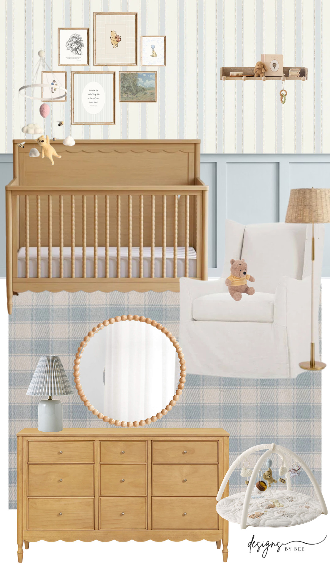 winnie the pooh nursery, nursery decor, nursery inspo, nursery for boys, nursery glider, namesake crib, wood crib 

 #LTKmomlife #LTKHome #LTKBaby