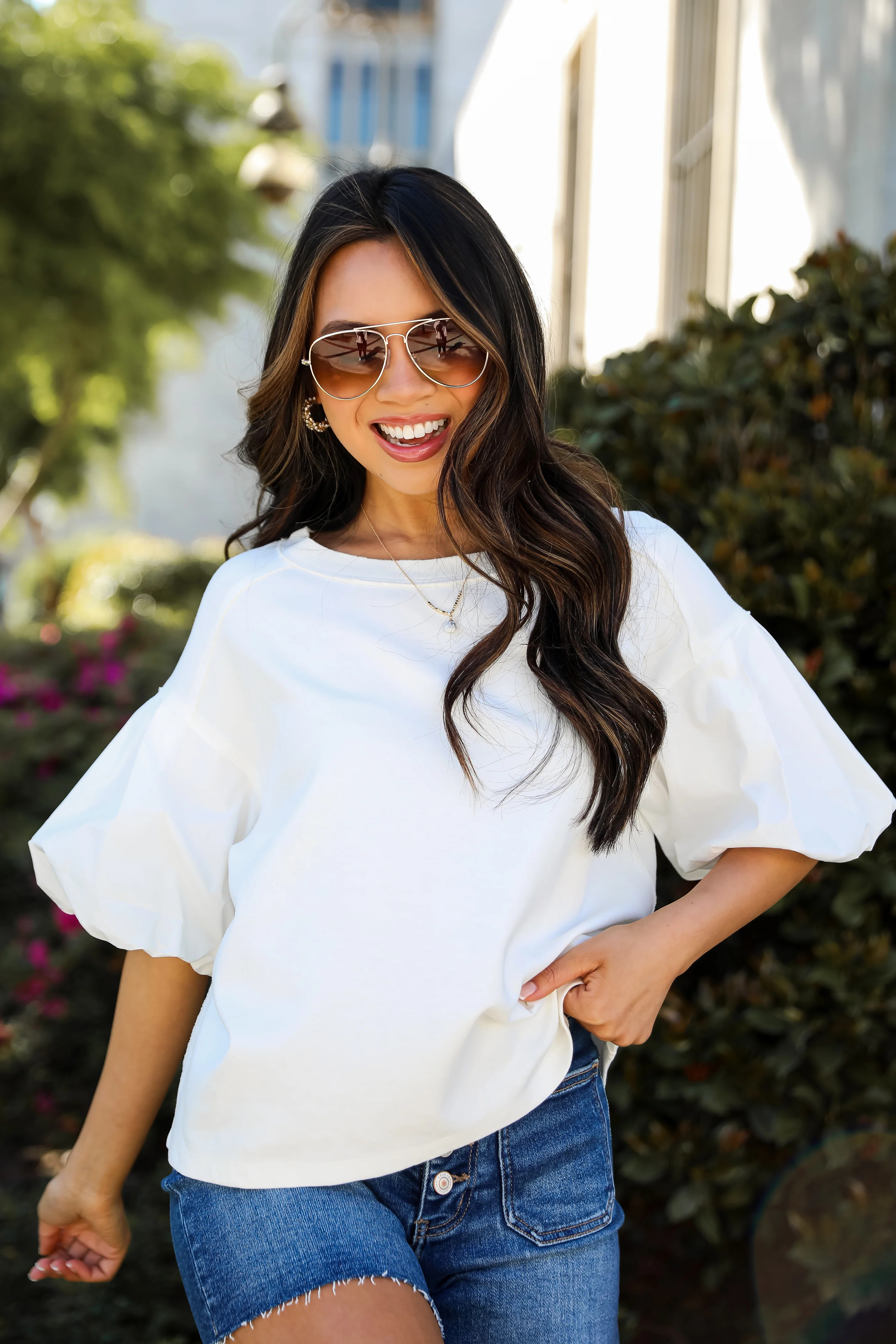 Charmingly Sweet Contrast Puff Sleeve Top | Dress Up