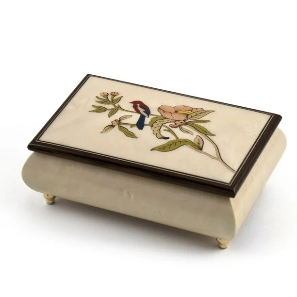 Incredible Handcrafted Ivory Music Box with Bird and Flower Inlay - Funiculi Funicula | Walmart (US)
