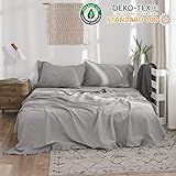 Simple&Opulence 100% Stone Washed Linen 4pcs Hemstitch Design Solid Sheet Set (King, Linen) | Amazon (US)