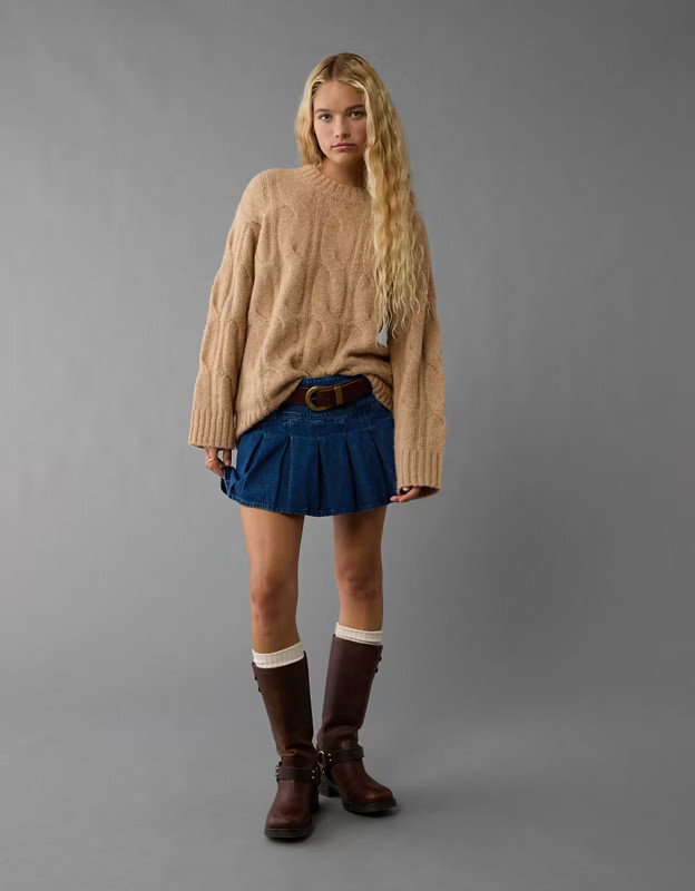 AE Whoa So Soft Cable Knit Sweater | American Eagle Outfitters (US & CA)