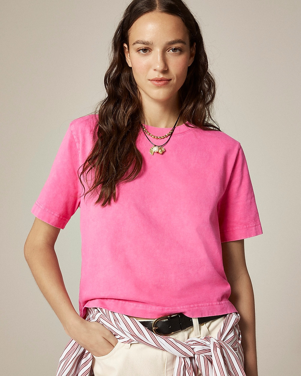 Relaxed premium-weight cropped T-shirt | J. Crew US