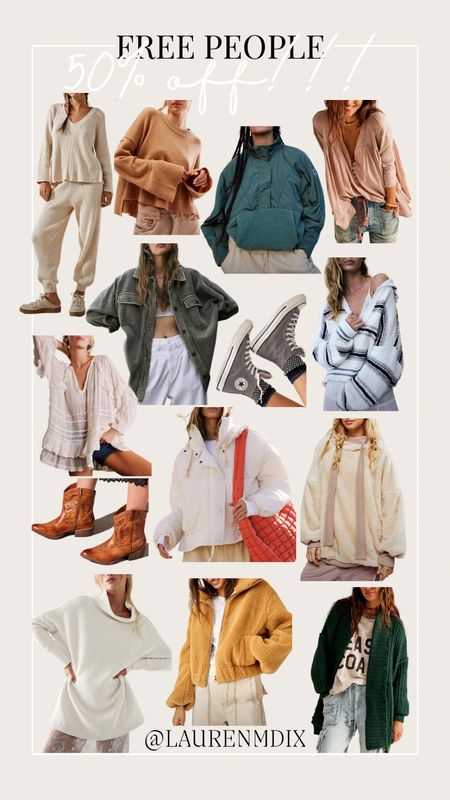 50% off free people! Run!! Select items half off and all of these sweaters, jackets, shoes, and tops are included!! 

#LTKsalealert #LTKfindsunder100 #LTKCyberWeek