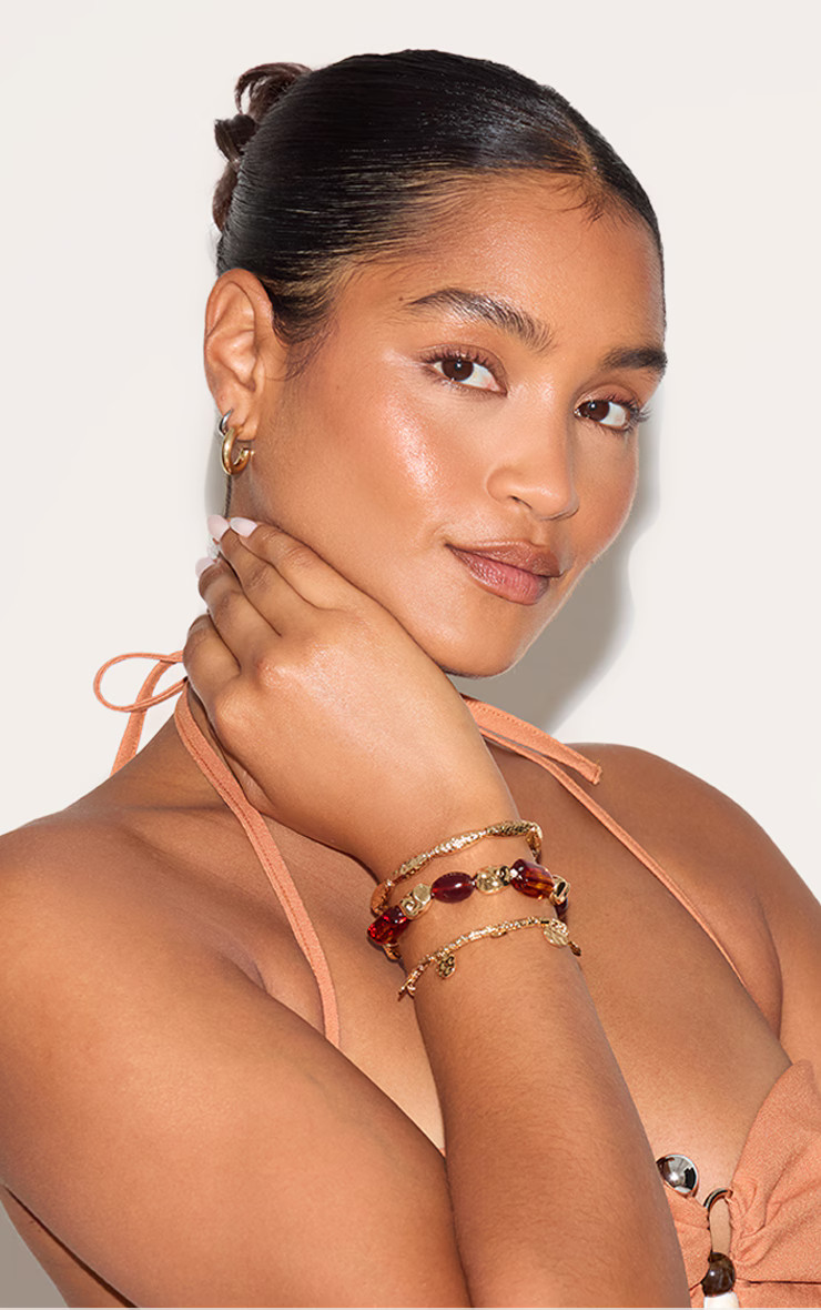 Gold and Resin Bead Bracelet Multi Pack | PrettyLittleThing US