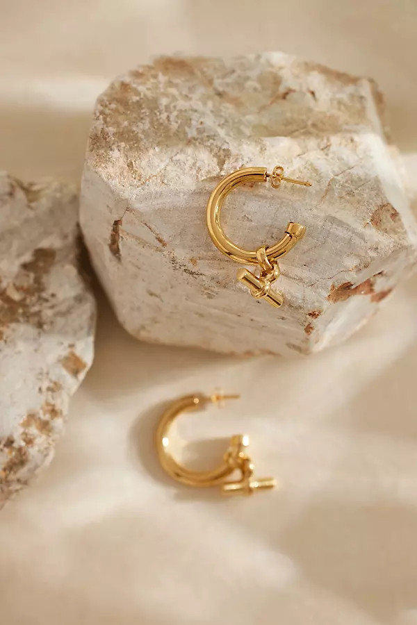 Tilly Sveaas Gold-Plated T-Bar Hoop Earrings | Anthropologie (UK)