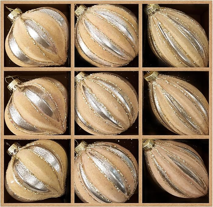 DN DECONATION Christmas Glass Ornaments, Flocked Velvet Hanging Ball Ornament with Assorted Sizes... | Amazon (US)