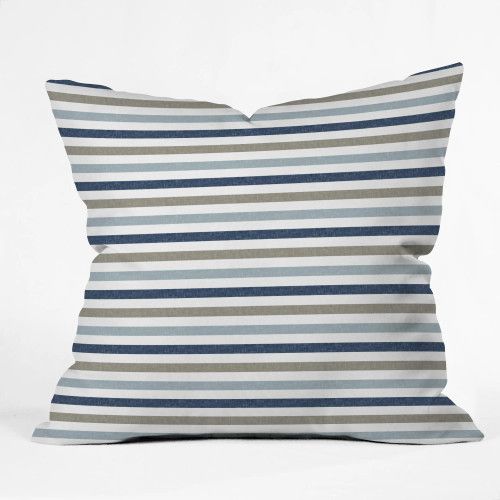 Seaside Blues Linen Striped Indoor-Outdoor Pillow | Caron's Beach House