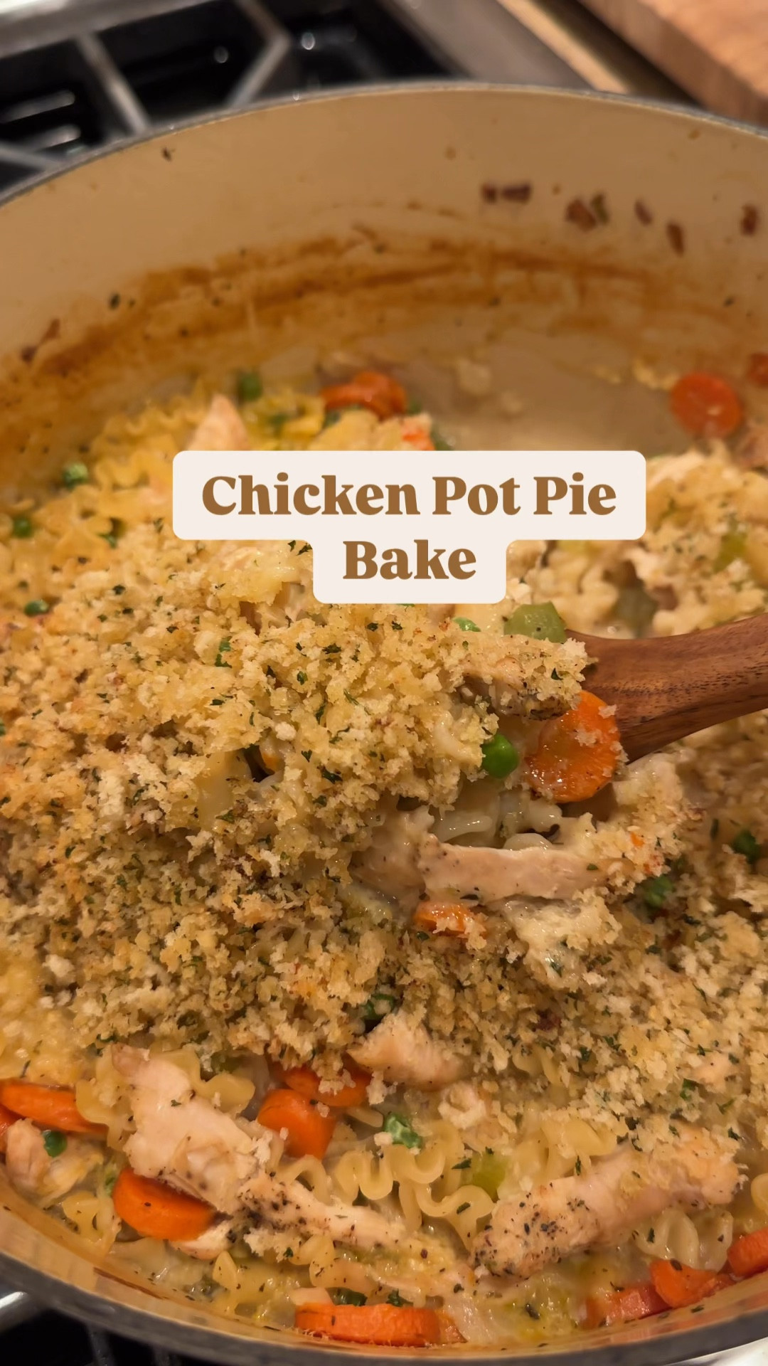 Chicken Pot Pie Bake

5 cups chicken broth
1 cup half and half
1 lb chicken, cooked and shredded
2-3 carrots, sliced
3 stalks of celery, diced
1 onion, diced
2 cloves of garlic, grated
3 cups uncooked pasta (smaller noodles work best)
1/2 cup peas
italian seasonings
Salt and pepper
5 tbsp butter, divided
1/3 cup panko

Preheat the oven to 350
1. Begin by preparing the chicken and veggies. Set aside.
2. Heat a heavy bottomed/oven safe pot, melt 2 tbsp of butter and add in the onion, carrots and celery. Season with salt and pepper. Cook until soft, about 6-8 minutes.
3. Add in the garlic, stir for one minute.
4. Add in all of the chicken broth and half and half, italian seasonings and bring to a boil.
5. Add in the pasta, reduce to a simmer. Stir frequently for 10 minutes, until pasta is almost cooked.
6. Add in the chicken and peas. 
7. Melt the remaining 2 tablespoons of butter, add in the panko and mix until the butter has been absorbed. Sprinkle over top of the chicken pot pie.
8. Bake in the oven for 20 minutes or until bubbling and golden brown.

Enjoy! 

#LTKxPrimeDay #LTKFamily #LTKSeasonal