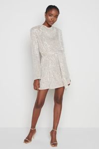 Jayda Sequin Cowl Neck Dress - Silver | Pretty Lavish (UK)