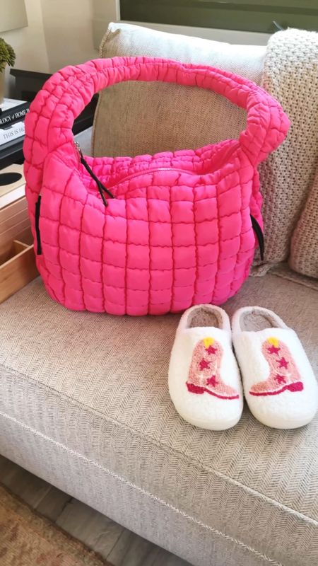 Amazon travel favorites for girls, teen girls, tween girls 🫶🏼 Slippers and puffer tote purse great for weekend trips! 

#LTKVideo #LTKBeauty #LTKKids