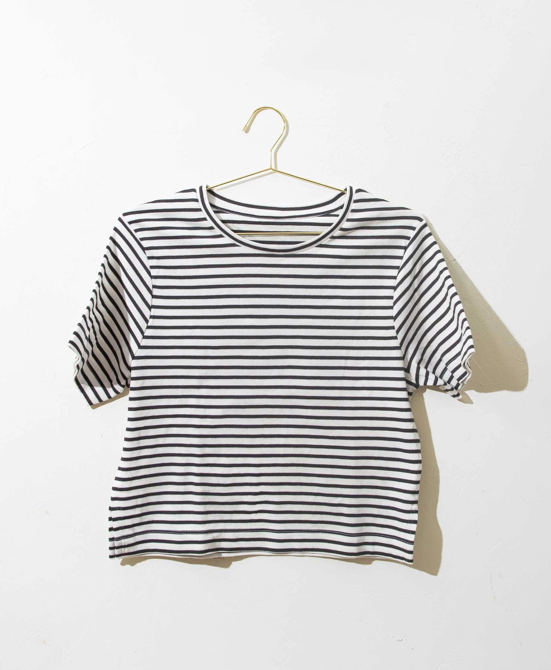 Crew Neck Tee, Ivory and Black Stripe | Noonday Collection