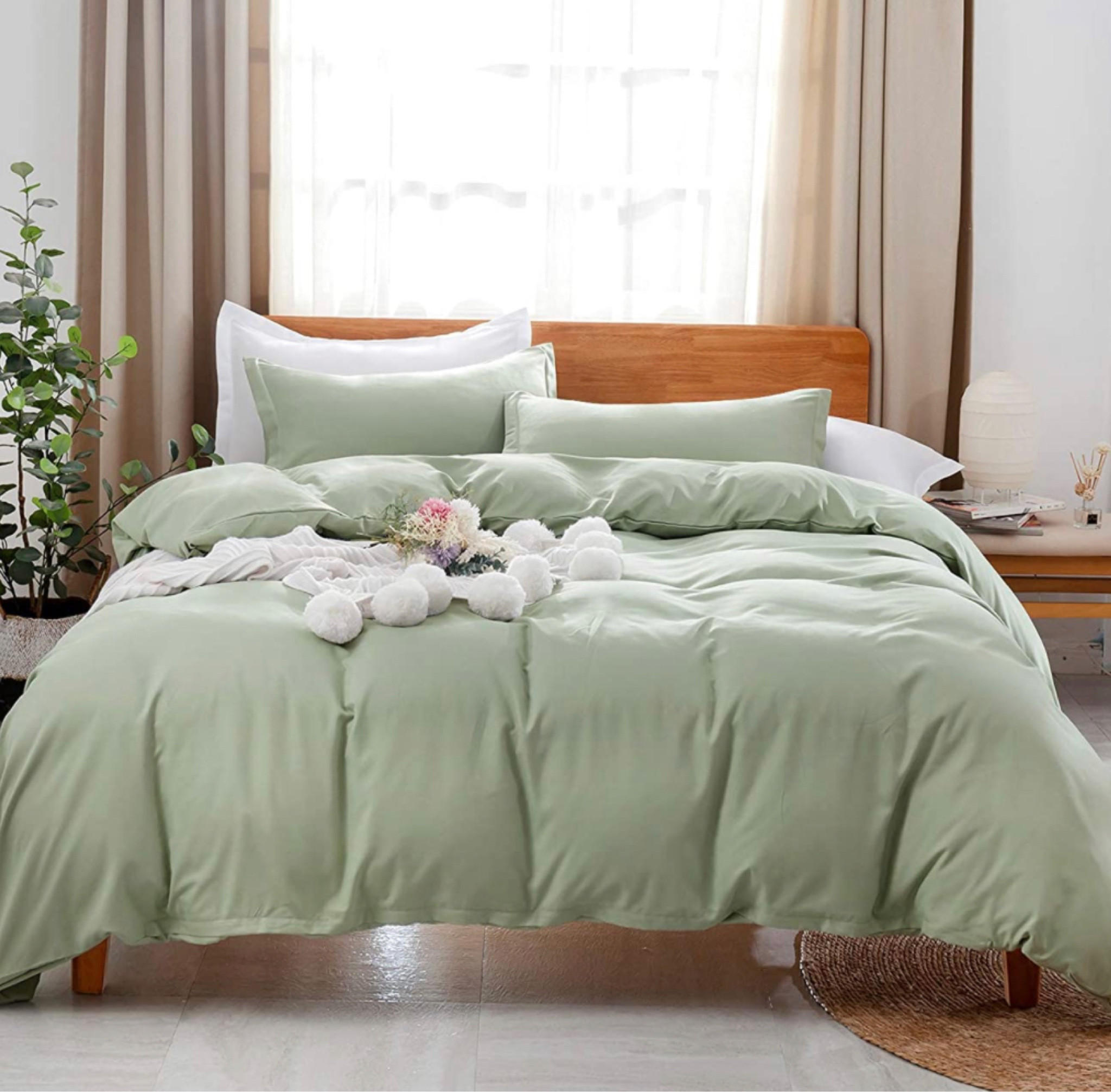 Bedding green bedding pillows ivory colors muted greens colored bedding room deco room options room ideas