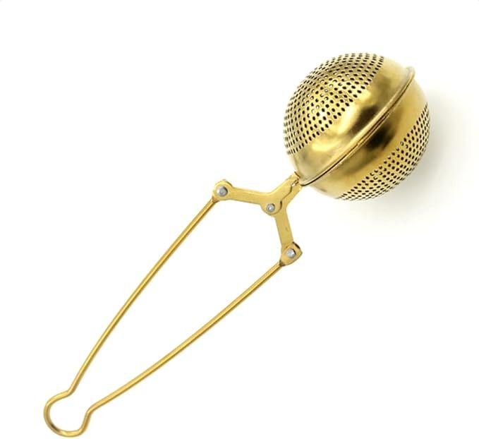 Gold Ball Tea Infuser, Metal, Hinge and Clamp Style with Straight Handle, For Loose Leaf Tea | Amazon (US)