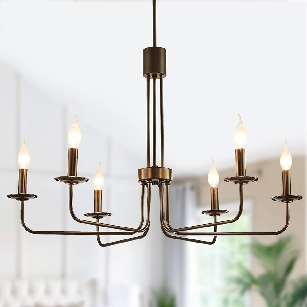 6-Light Black Chandelier, Modern Farmhouse Chandeliers, Pendant Lights Fixture,Large Hanging Ligh... | Amazon (US)