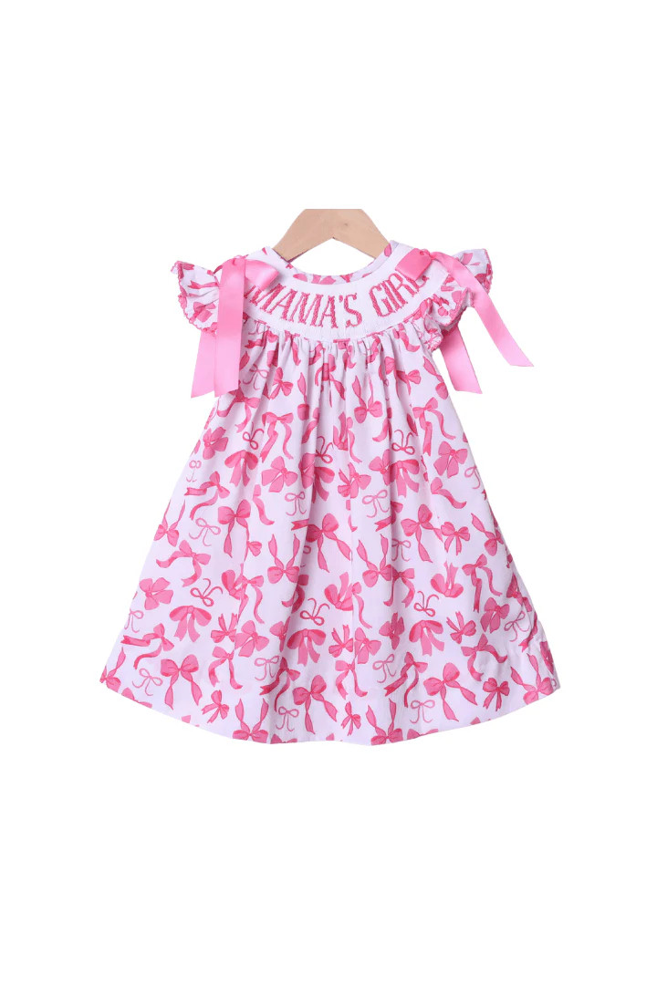 Smocked Mama's Girl Pink Bow Dress | The Smocked Flamingo