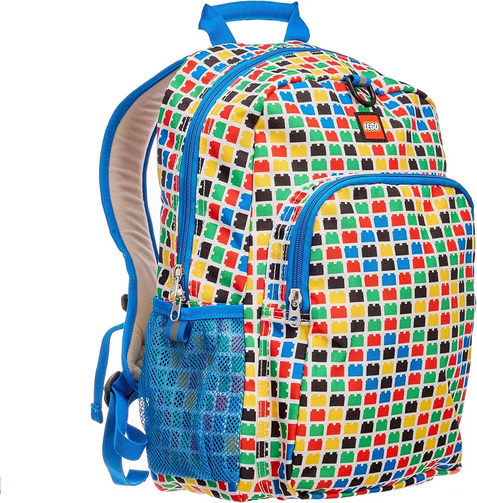 LEGO Iconic Prints Kids School Backpack Bookbag, for Travel, On-the-Go, Back to School, Boys and Girls, with Adjustable Padded Straps and Fun patterns, Checkered Brick | Amazon (US)