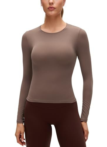 CRZ YOGA Softembrace Crewneck Long Sleeve Top Brown Purple Small | Amazon (US)